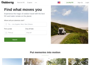 How outdoorsy.com looks like on a tablet such as an iPad.