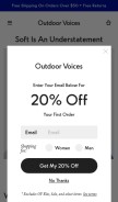How outdoorvoices.com looks like on a mobile device such as an iPhone.