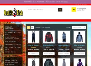 How outfit2fish.com looks like on a tablet such as an iPad.