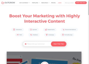 How outgrow.co looks like on a tablet such as an iPad.