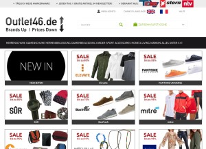 How outlet46.de looks like on a tablet such as an iPad.