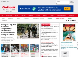 How outlookindia.com looks like on a tablet such as an iPad.