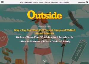 How outsideonline.com looks like on a tablet such as an iPad.