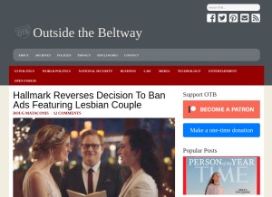 How outsidethebeltway.com looks like on a tablet such as an iPad.