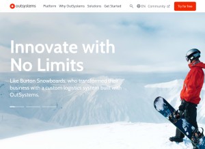 How outsystems.com looks like on a tablet such as an iPad.