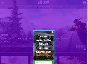 How outtherecolorado.com looks like on a tablet such as an iPad.