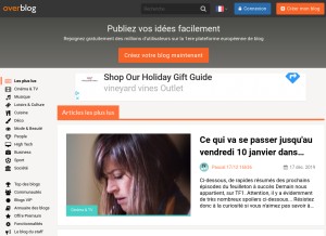 How over-blog.com looks like on a tablet such as an iPad.