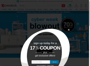 How overstock.com looks like on a tablet such as an iPad.