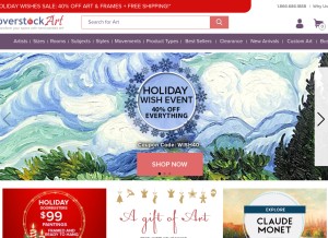 How overstockart.com looks like on a tablet such as an iPad.