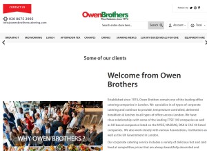 How owenbrotherscatering.com looks like on a tablet such as an iPad.