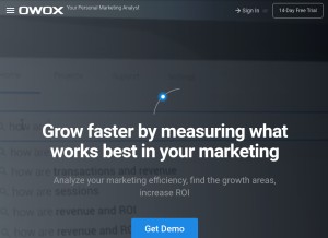 How owox.com looks like on a tablet such as an iPad.