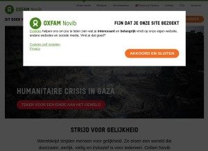 How oxfam.nl looks like on a tablet such as an iPad.