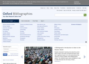 How oxfordbibliographies.com looks like on a tablet such as an iPad.