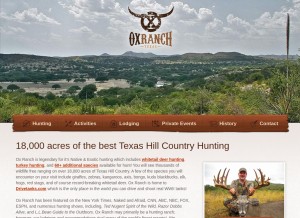 How oxhuntingranch.com looks like on a tablet such as an iPad.