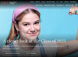 How oxy.edu looks like on a tablet such as an iPad.