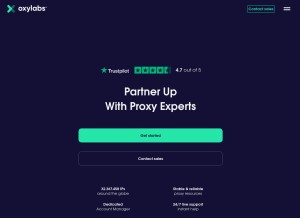 How oxylabs.io looks like on a tablet such as an iPad.