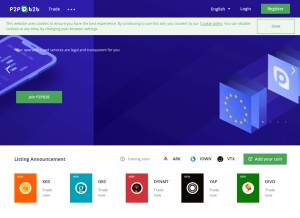 How p2pb2b.io looks like on a tablet such as an iPad.