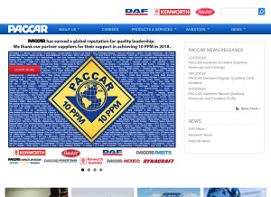 How paccar.com looks like on a tablet such as an iPad.