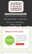 How pacificcookie.com looks like on a mobile device such as an iPhone.