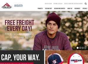 How pacificheadwear.com looks like on a tablet such as an iPad.