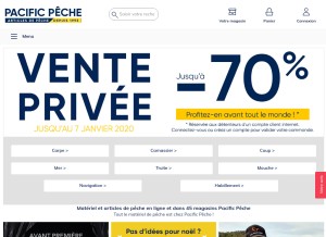 How pacificpeche.com looks like on a tablet such as an iPad.