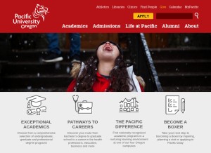 How pacificu.edu looks like on a tablet such as an iPad.