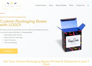 How packagingpapa.com looks like on a tablet such as an iPad.