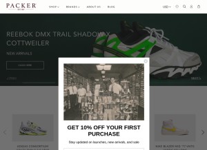 How packershoes.com looks like on a tablet such as an iPad.