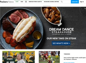 How packersnews.com looks like on a tablet such as an iPad.