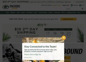 How packersproshop.com looks like on a tablet such as an iPad.