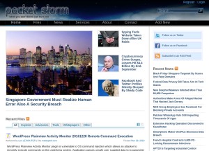 How packetstormsecurity.com looks like on a tablet such as an iPad.