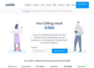 How paddle.com looks like on a tablet such as an iPad.
