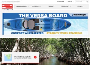 How paddling.com looks like on a tablet such as an iPad.