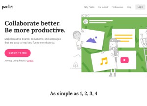 How padlet.com looks like on a tablet such as an iPad.