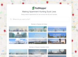 How padmapper.com looks like on a tablet such as an iPad.