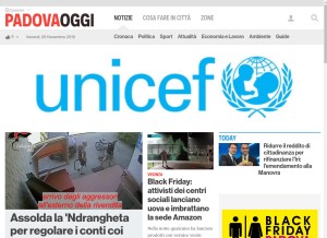 How padovaoggi.it looks like on a tablet such as an iPad.