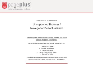 How pagepluscellular.com looks like on a tablet such as an iPad.