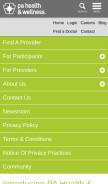 How pahealthwellness.com looks like on a mobile device such as an iPhone.