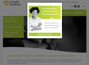 How pahealthwellness.com looks like on a tablet such as an iPad.
