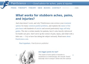 How painscience.com looks like on a tablet such as an iPad.