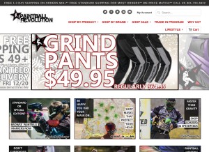 How paintballrevolution.com looks like on a tablet such as an iPad.