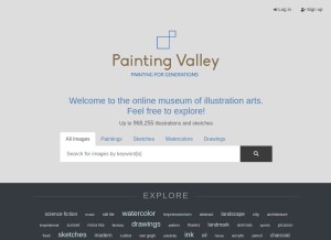 How paintingvalley.com looks like on a tablet such as an iPad.