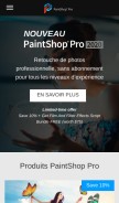 How paintshoppro.com looks like on a mobile device such as an iPhone.