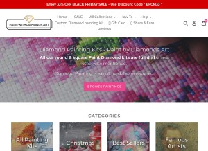 How paintwithdiamonds.art looks like on a tablet such as an iPad.