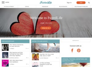How pairedlife.com looks like on a tablet such as an iPad.