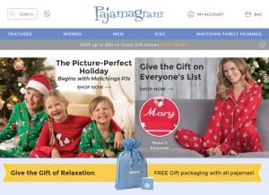 How pajamagram.com looks like on a tablet such as an iPad.