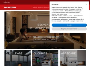 How palazzetti.it looks like on a tablet such as an iPad.