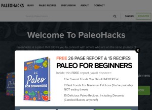 How paleohacks.com looks like on a tablet such as an iPad.