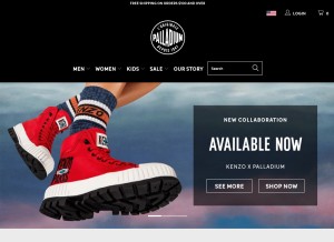 How palladiumboots.com looks like on a tablet such as an iPad.