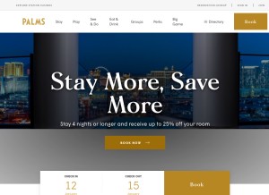 How palms.com looks like on a tablet such as an iPad.